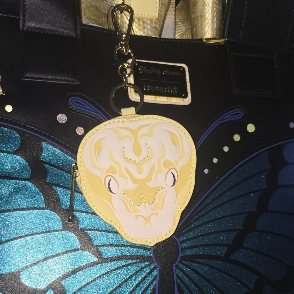 Brittney Spears Black and Blue Butterfly Loungefly Tote - Picture 2 of 6